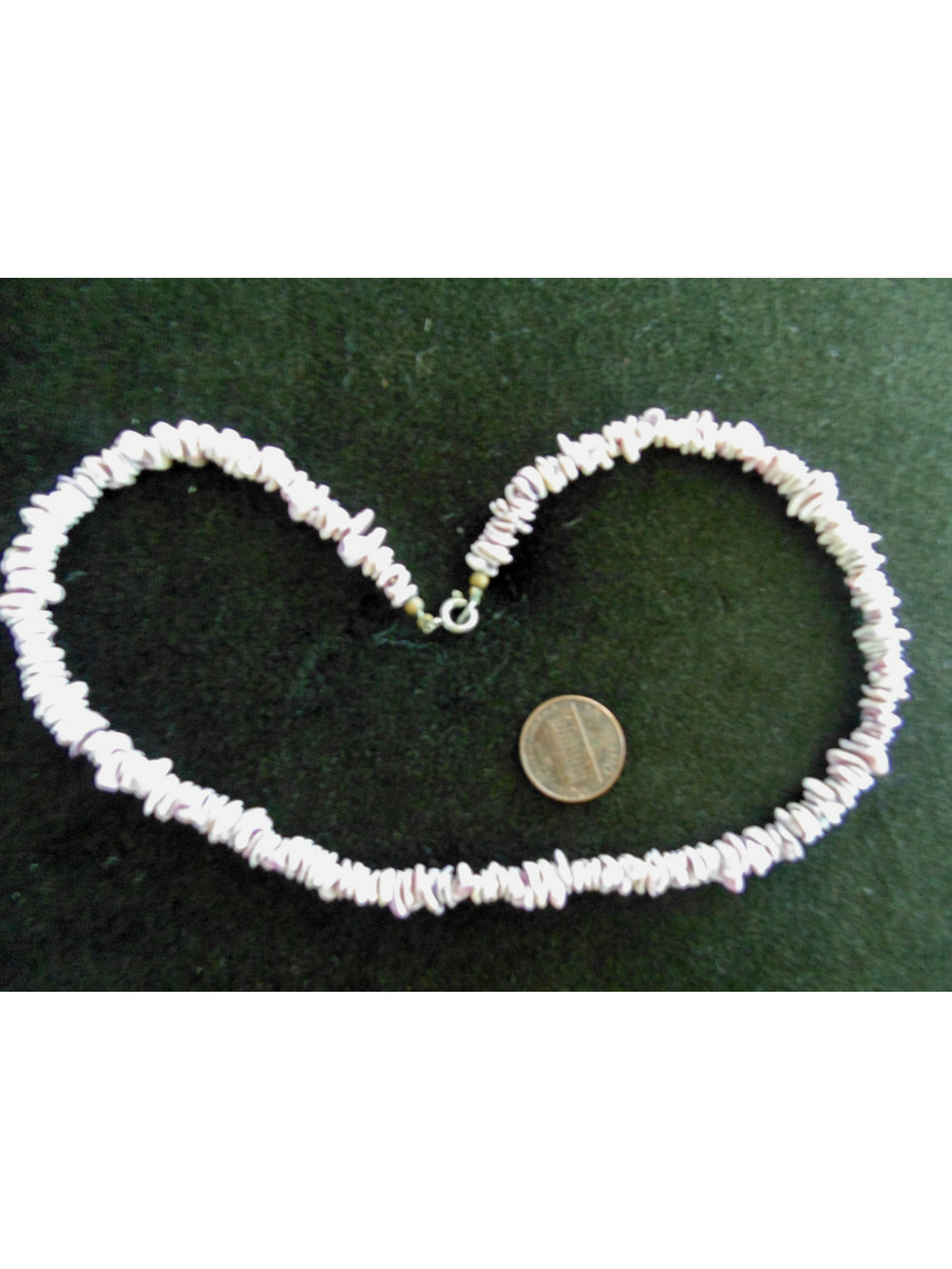Vtg 70s Hawaiian Hippie Surfer Lavender Puka Shell 16.5” Choker Collar Necklace